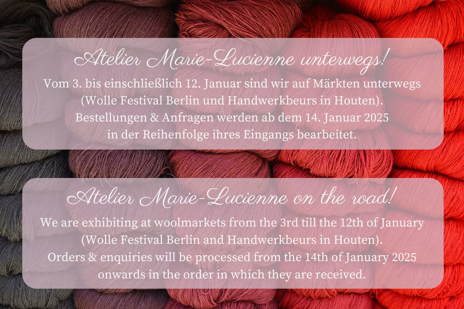 Atelier Marie-Lucienne tourt auf Woll-Märkten Atelier Marie-Lucienne tourt auf Woll-Märkten