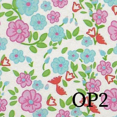 OP2 Liberty Origami Papier blaue und rosa Blumen auf weißem Hintergrund