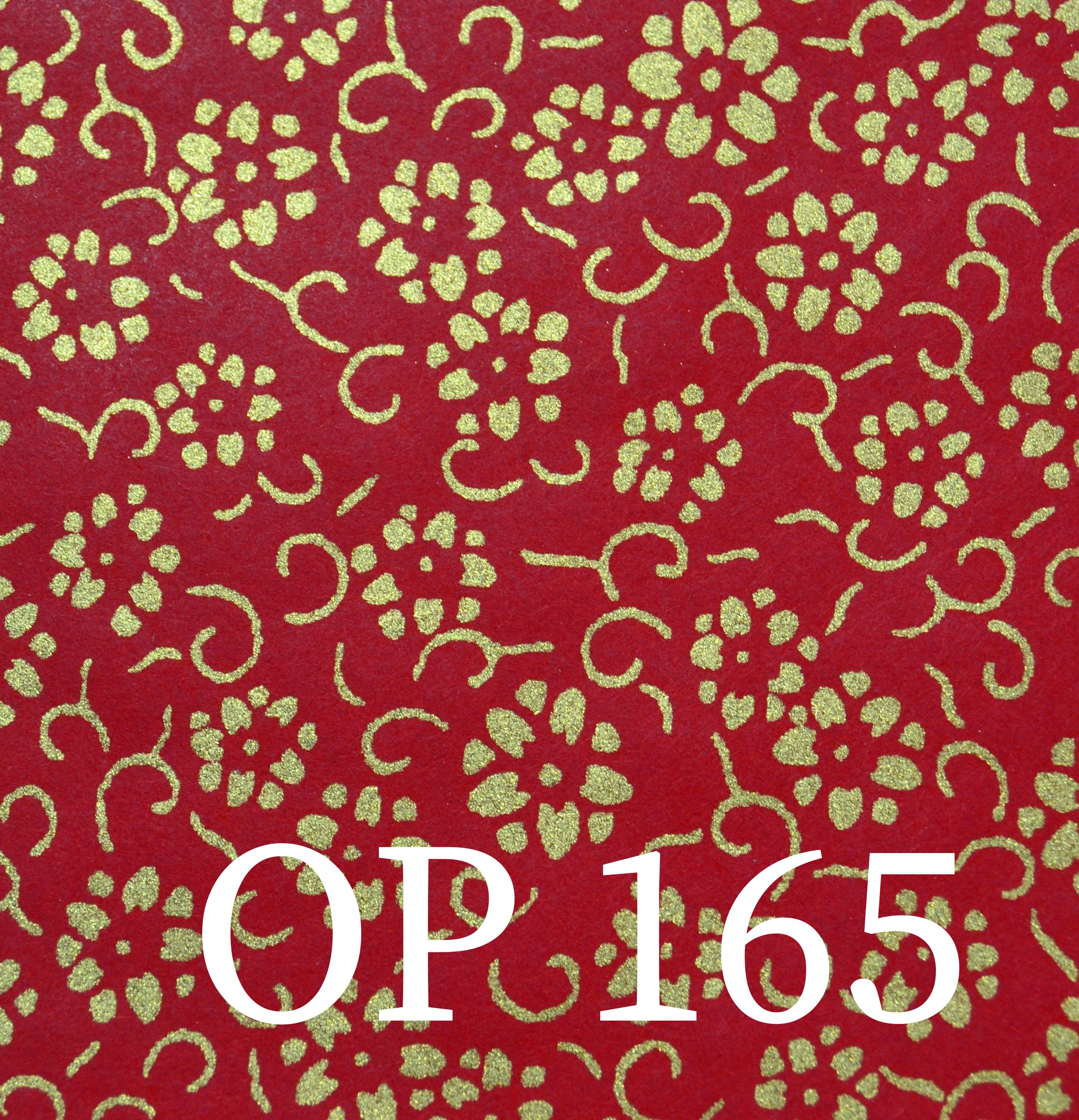 OP 165 original japanischem Origamipapier goldene Blumen auf rotem Hintergrund
