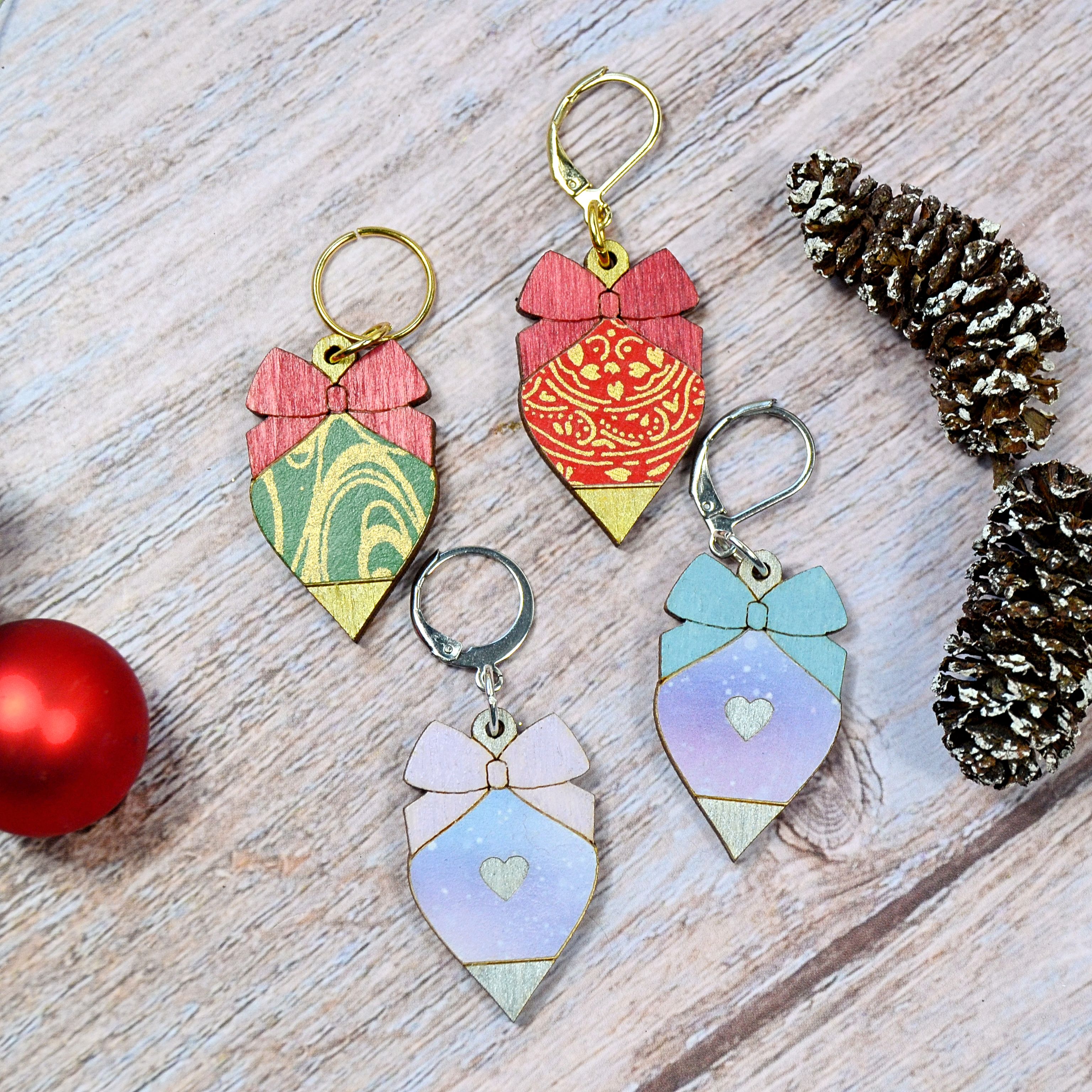 Holzmaschenmarkierer Weihnachtskugel Spitz in 4 Ausführungen