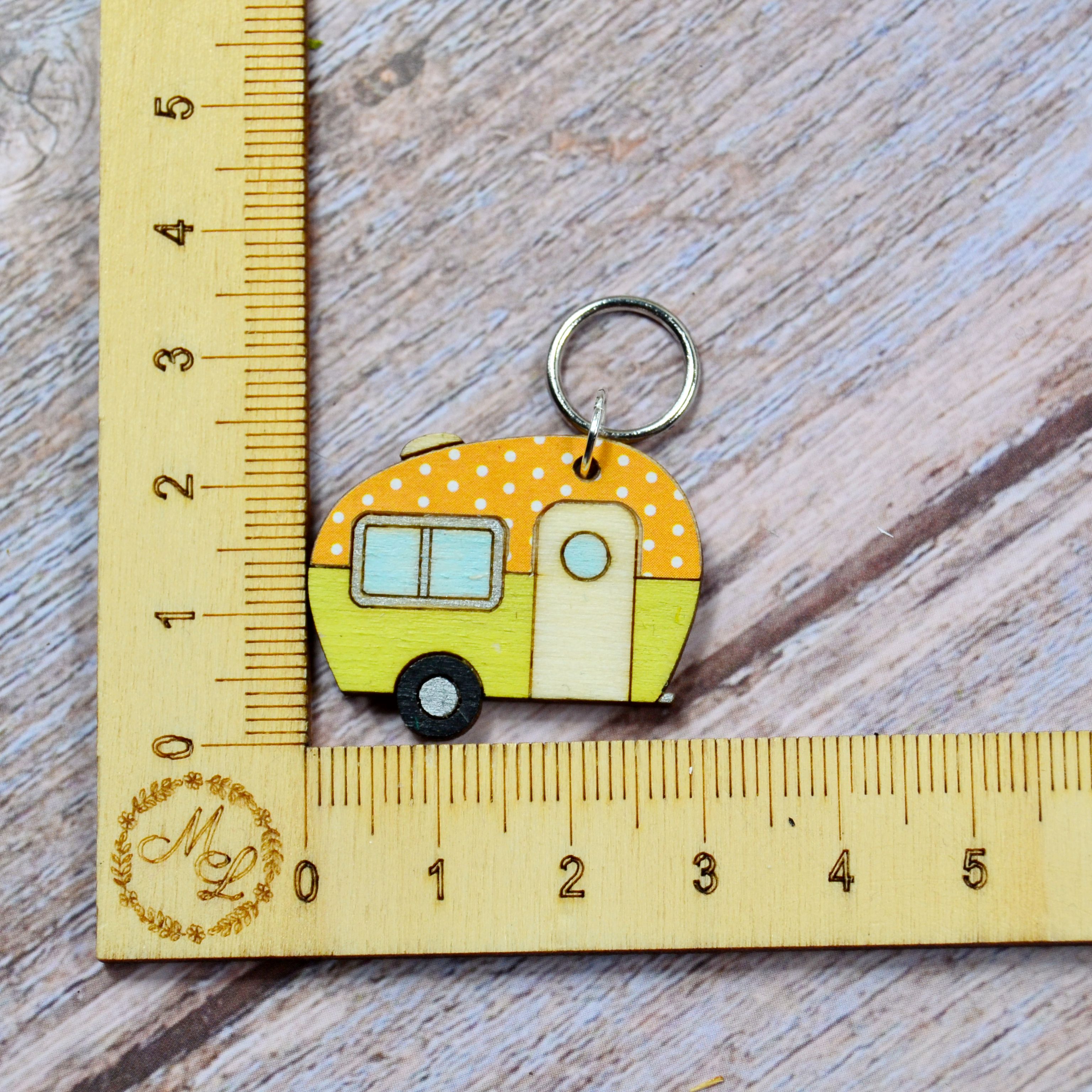 Holzmaschenmarkierer Wohnwagen an Lineal